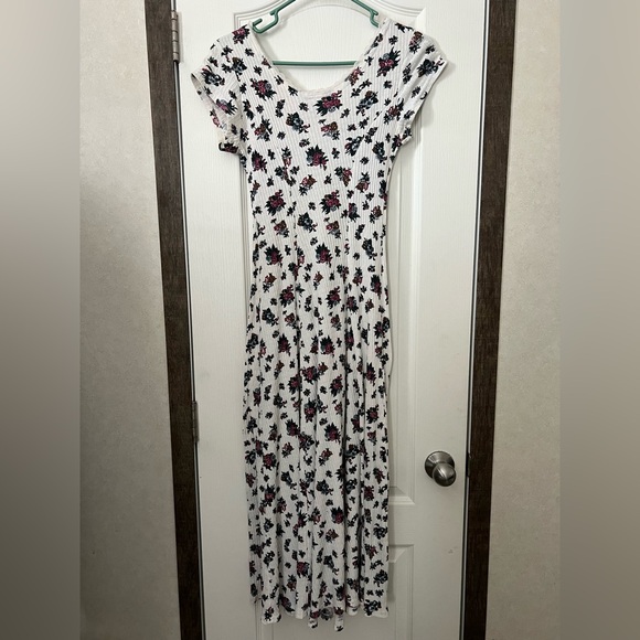 Vintage White & Floral LA Girl Cottagecore Dress Size 9/10 - Picture 2 of 7